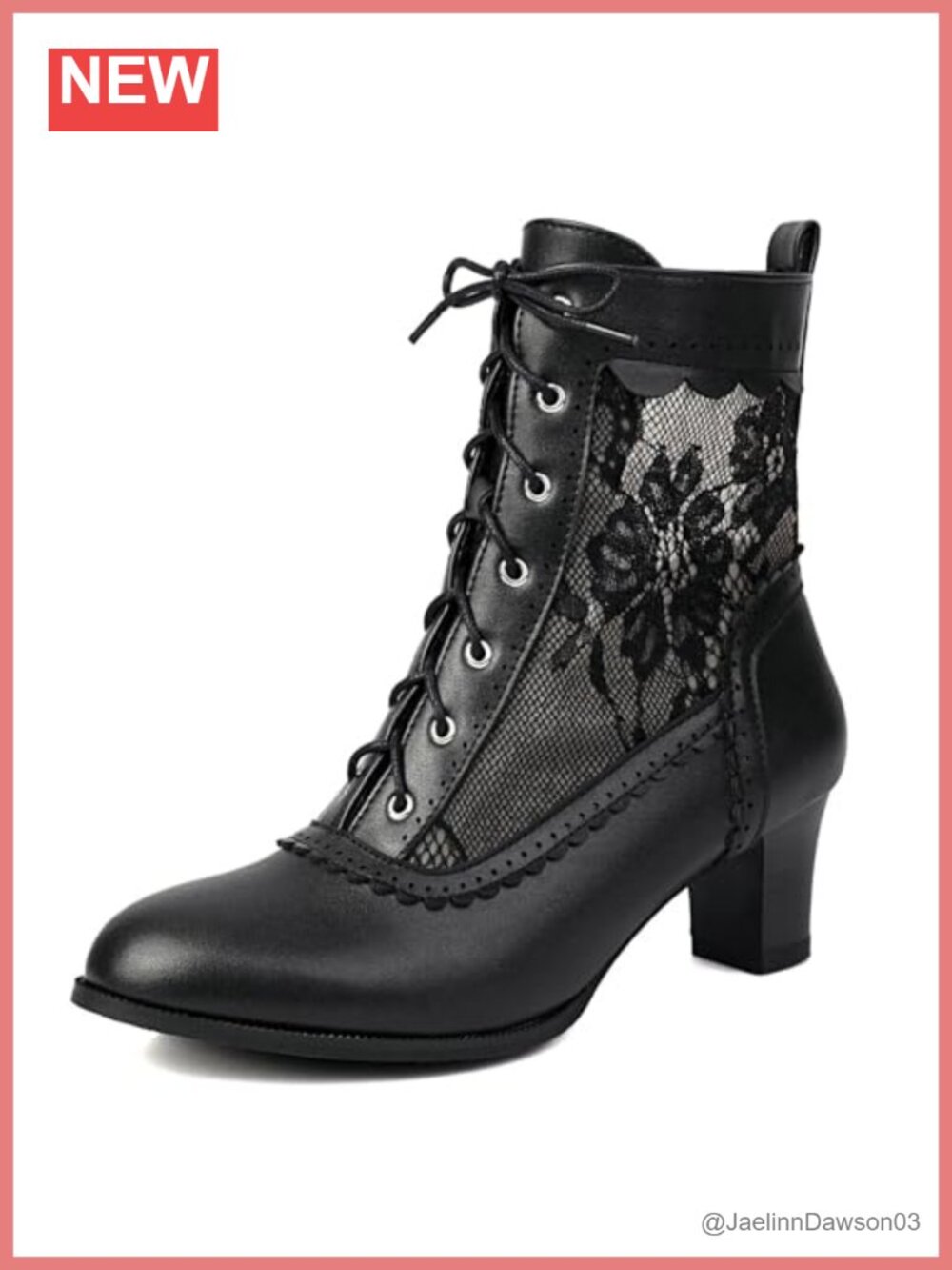 Women's Lace Up Ankle Boots Kitten Heels Round Toe Vintage Victorian Shoes